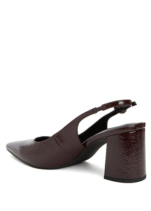 Bordo Deri Topuklu Ayakkabı - Görsel 4