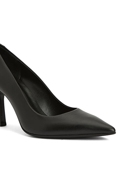 Siyah Deri Topuklu Ayakkabı - Görsel 7