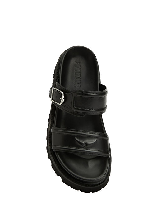 Ride Siyah Kadın Deri Terlik - Görsel 5