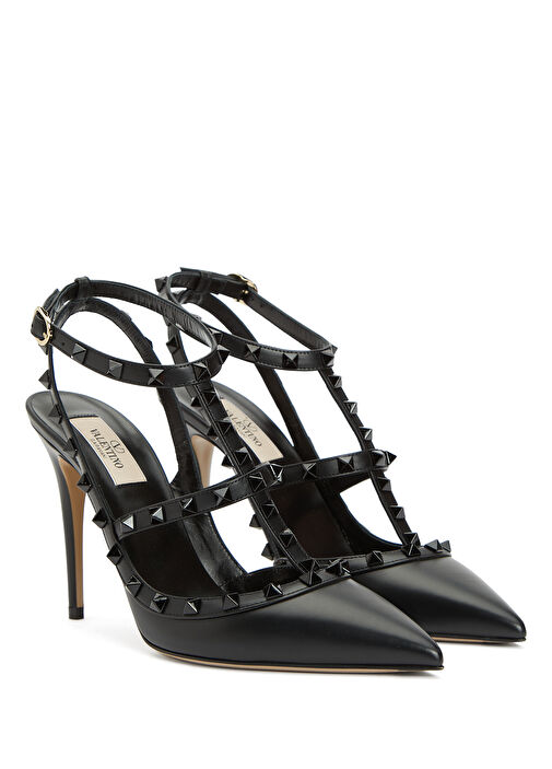 Siyah Deri Topuklu Ayakkabı - Görsel 3