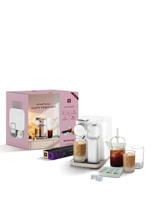 Nespresso - F541 Gran Lattissima Beyaz Kahve Köşesi Seti - Beyaz
