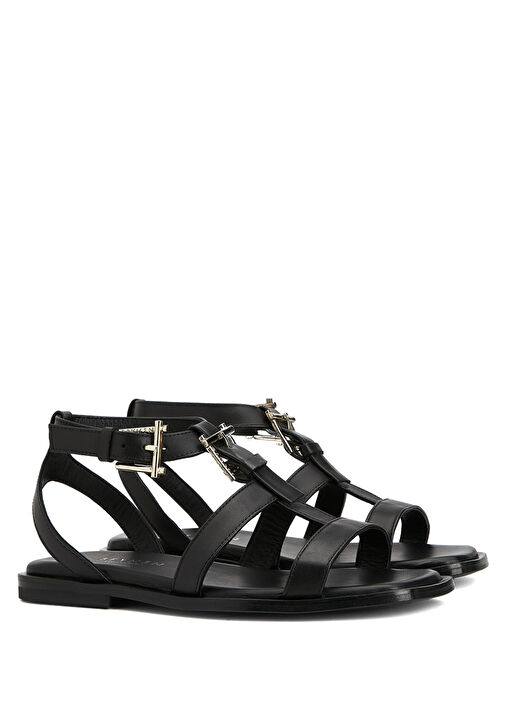 Siyah Kadın Deri Sandalet - Görsel 3