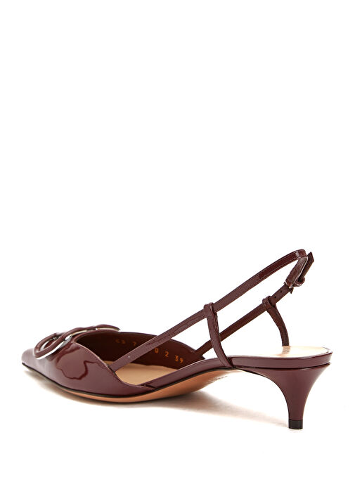 Bordo Deri Topuklu Ayakkabı - Görsel 4