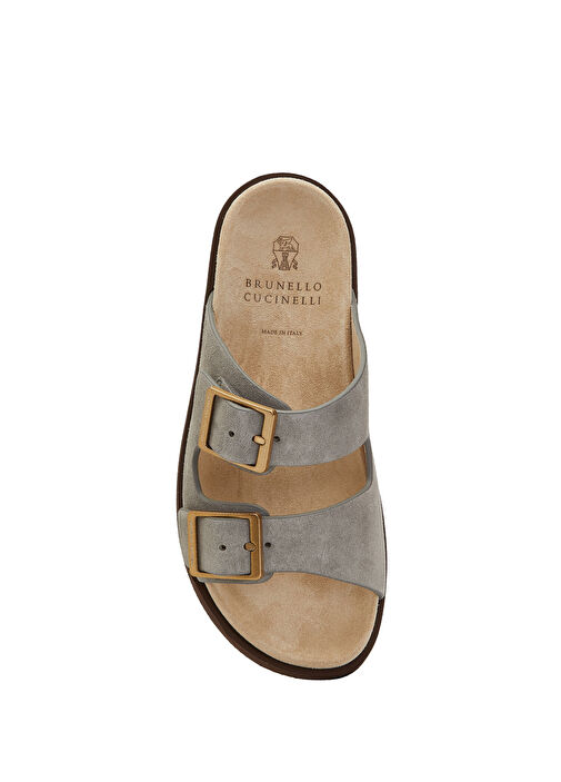 Brunello Cucinelli Gri Brunello Cucinelli Süet Erkek Terlik