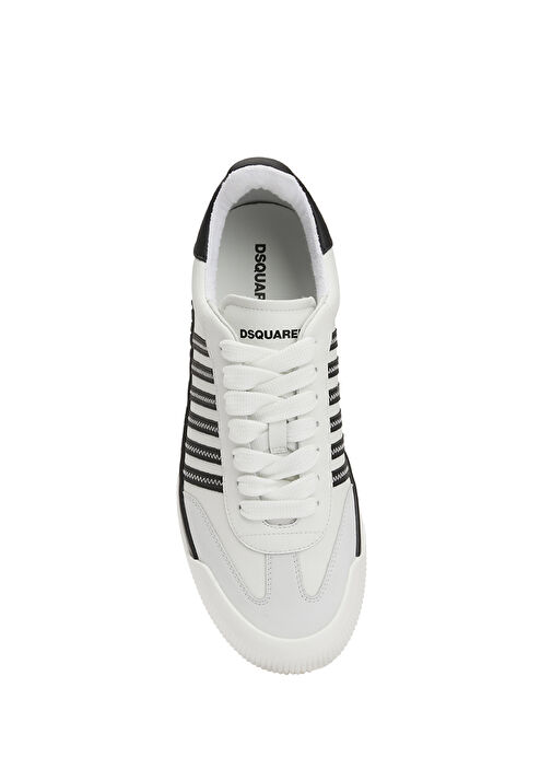 Beyaz Siyah Erkek Deri Sneaker - Görsel 5