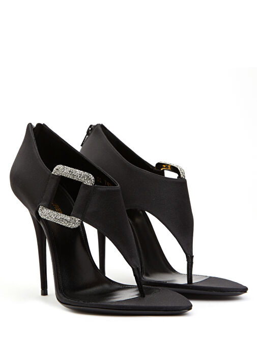 Sean Siyah Kadın İpek Sandalet - Görsel 3