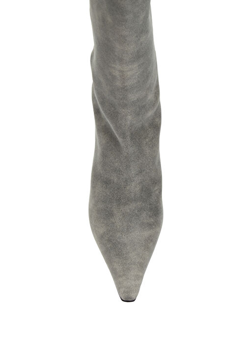 Vera Tube Gri Kadın Deri Çizme - Görsel 5