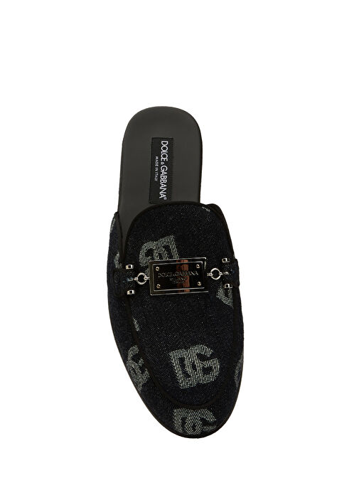 Lacivert Logo Desenli Erkek Denim Terlik - Görsel 5