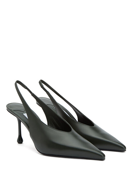 Isa Koyu Yeşil Deri Topuklu Ayakkabı - Görsel 3