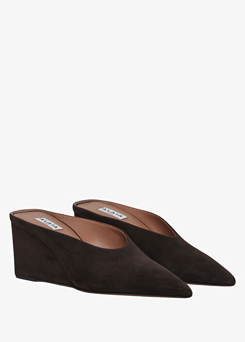 Cube Koyu Kahverengi Kadın Deri Terlik - Görsel 2