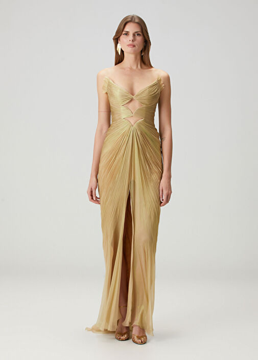 Maria Lucia Hohan - Carmen Gold Maxi Silk Evening Dress