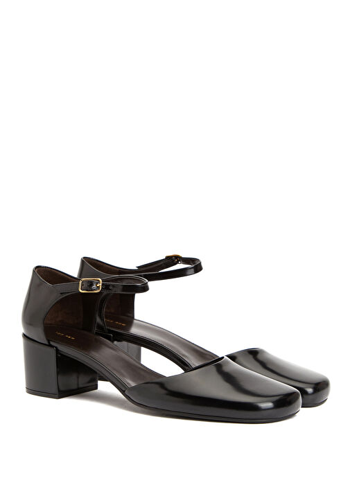 Siyah Deri Topuklu Ayakkabı - Görsel 3