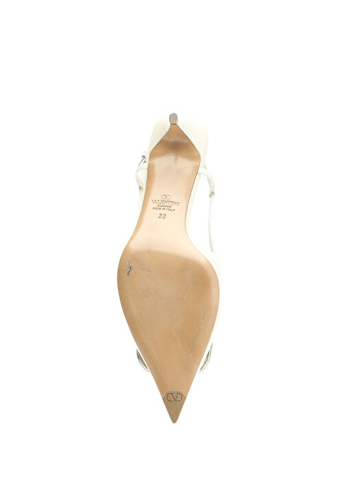 Ekru Deri Topuklu Ayakkabı - Görsel 6