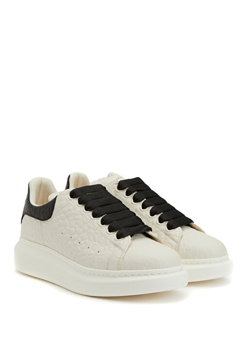 Oversized Siyah Beyaz Kadın Deri Sneaker - Görsel 3