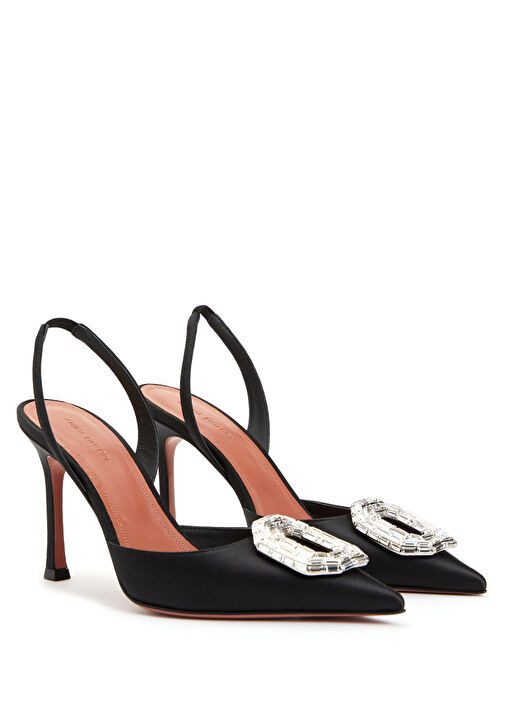 Camelia Siyah İpek Topuklu Ayakkabı - Görsel 3
