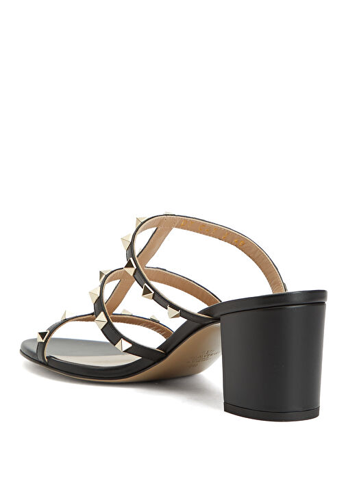 Rockstud Siyah Kadın Deri Terlik - Görsel 4