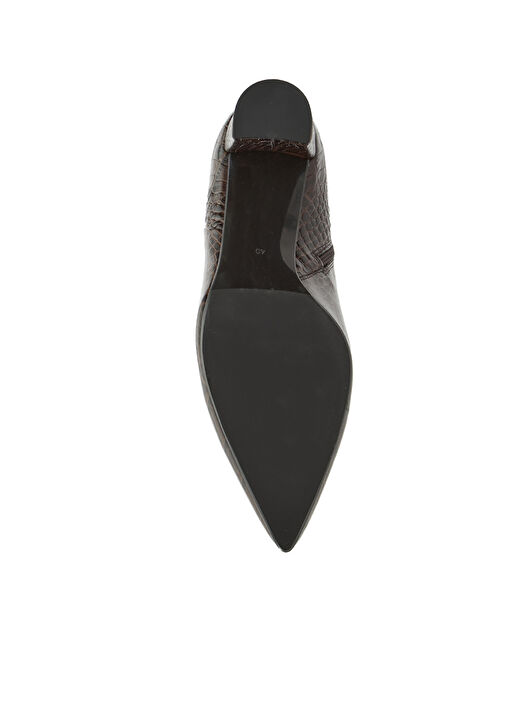 Kahverengi Kroko Desenli Kadın Deri Bot - Görsel 6