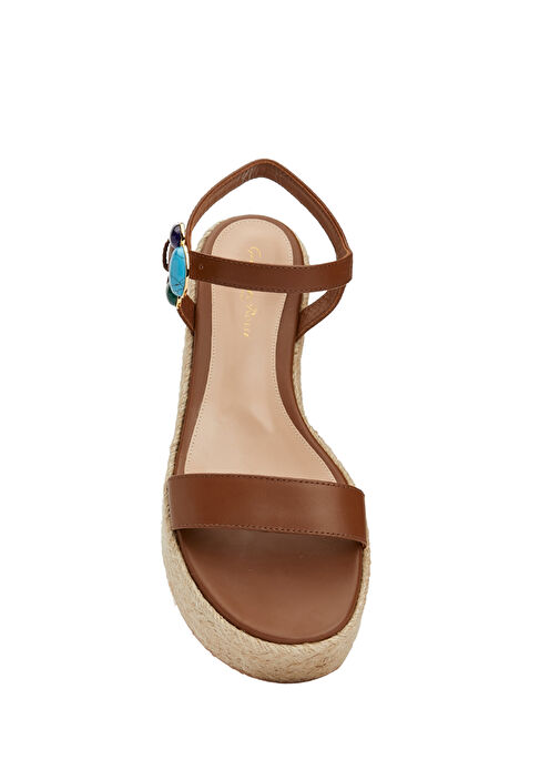Kahverengi Kadın Deri Sandalet - Görsel 5