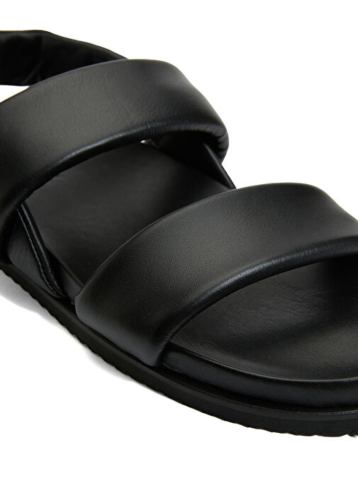 Siyah Erkek Deri Sandalet - Görsel 7