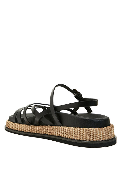 Siyah Kadın Deri Sandalet - Görsel 4
