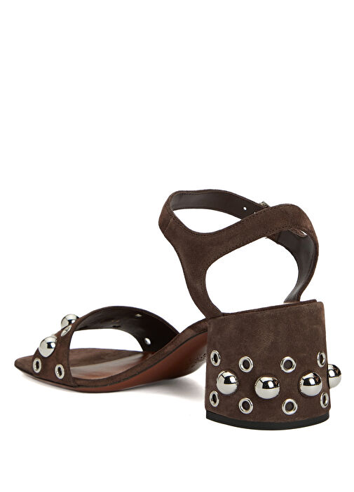 Kahverengi Troklu Kadın Deri Sandalet - Görsel 4
