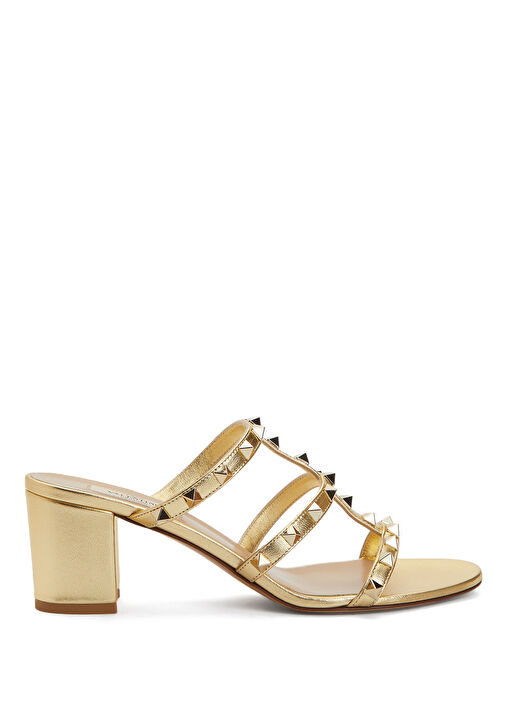 Rockstud Gold Kadın Deri Terlik - Görsel 2