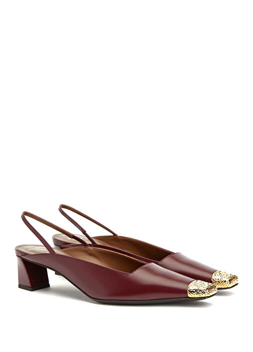Bordo Kadın Deri Topuklu Ayakkabı - Görsel 3