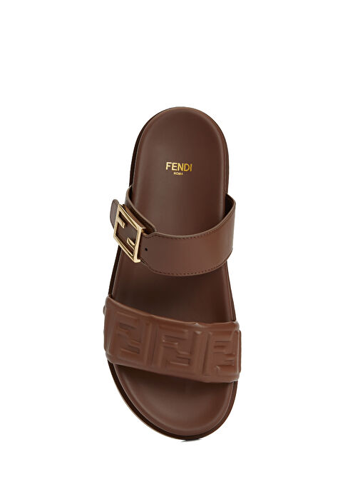 Kahverengi Kadın Deri Terlik - Görsel 5