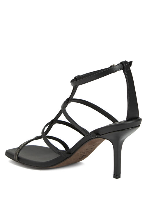 Siyah Kadın Deri Sandalet - Görsel 4