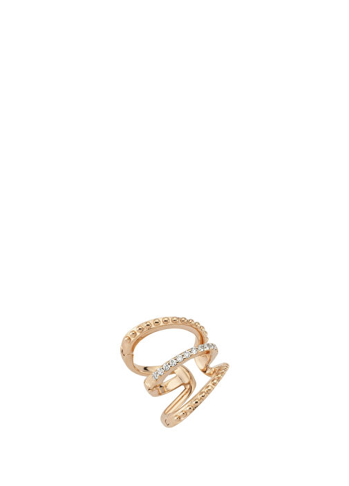 Mondrian 3 Sıra Pırlanta Altın Kıkırdak Küpesi