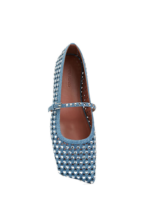 Ane Crystal Mavi Beyaz Deri Babet - Görsel 5