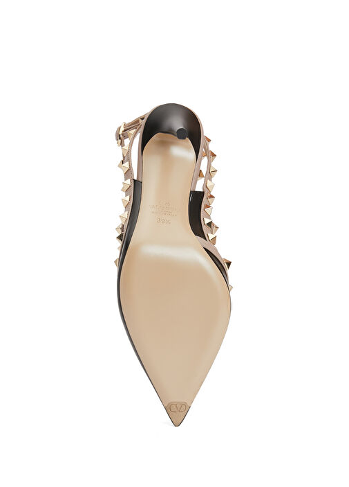 Rockstud Siyah Deri Topuklu Ayakkabı - Görsel 6