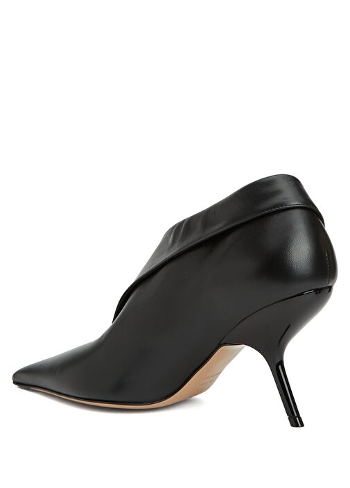 Siyah Deri Topuklu Ayakkabı - Görsel 4
