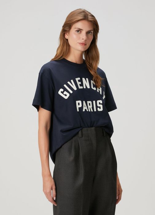 Givenchy Lacivert Kadın Boxy Fit Lacivert Logolu T-shirt 1789850