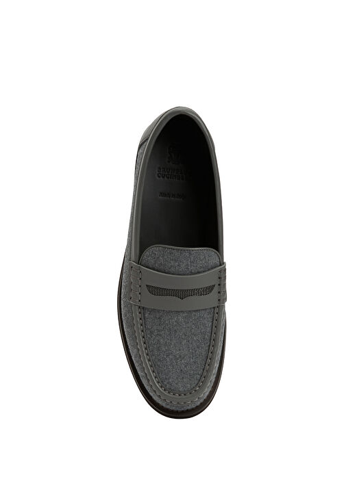 Gri Kadın Süet Loafer - Görsel 5