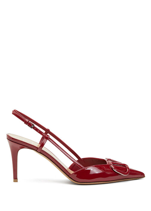 VLogo Kırmızı Deri Topuklu Ayakkabı - Görsel 2
