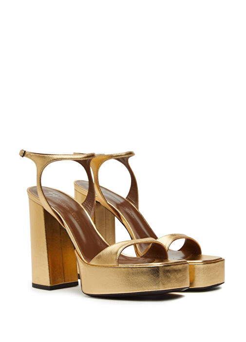 Biarritz Gold Deri Topuklu Sandalet - Görsel 3