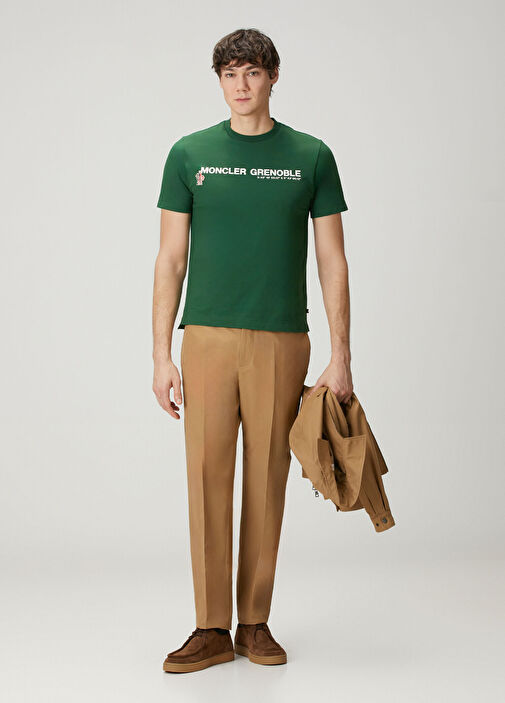 Moncler Grenoble Yeşil Erkek Yeşil Logo Baskılı T-shirt 1892849
