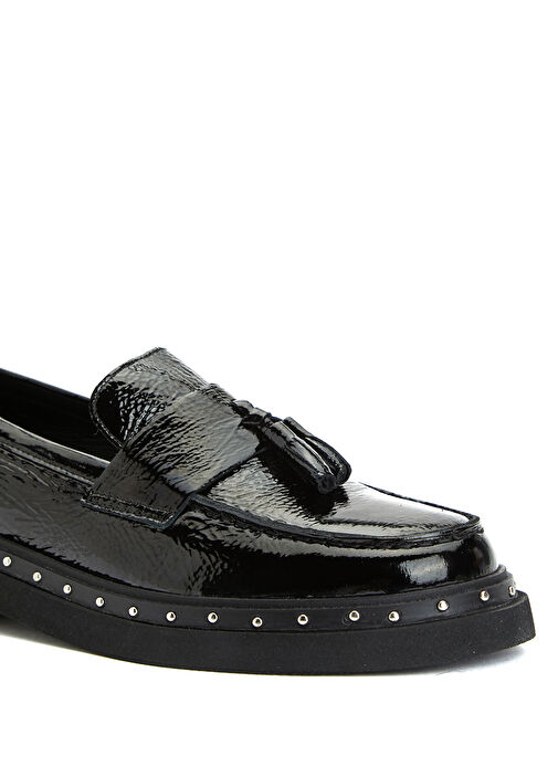 Siyah Kadın Deri Loafer - Görsel 7