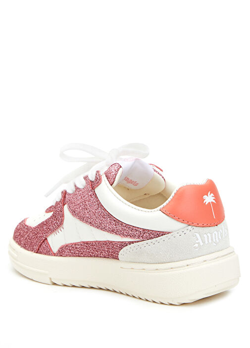 Pembe Beyaz Kız Çocuk Deri Sneaker - Görsel 4