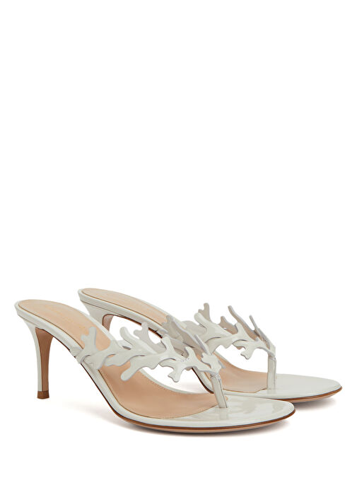 Beyaz Kadın Deri Terlik - Görsel 3