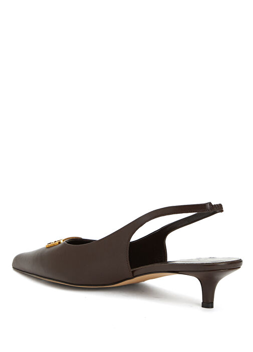 Kahverengi Deri Topuklu Ayakkabı - Görsel 4