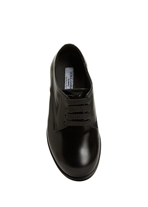 Derby Siyah Logo Detaylı Erkek Çocuk Deri Ayakkabı - Görsel 5