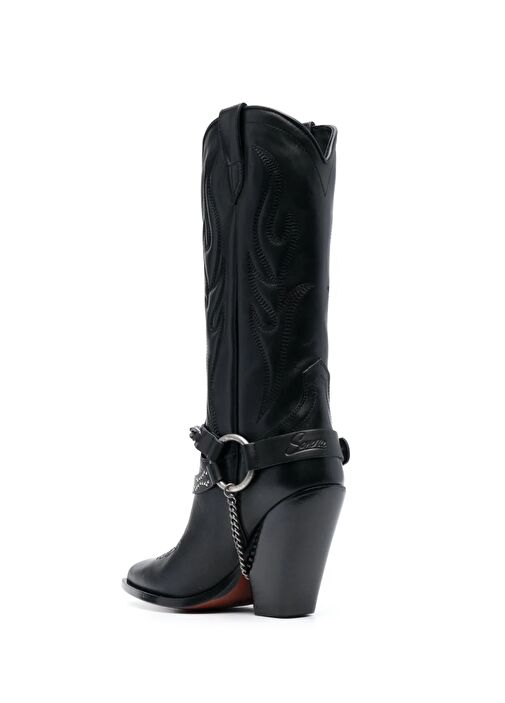 Santa Fe Siyah Topuklu Deri Çizme - Görsel 4