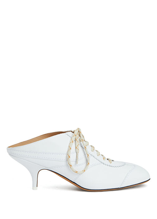 Beyaz Kadın Deri Terlik - Görsel 2