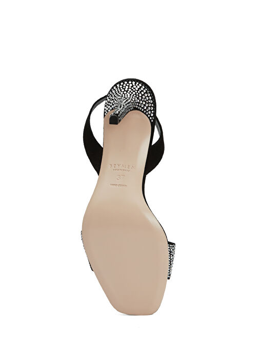 Siyah Taşlı Deri Topuklu Ayakkabı - Görsel 6