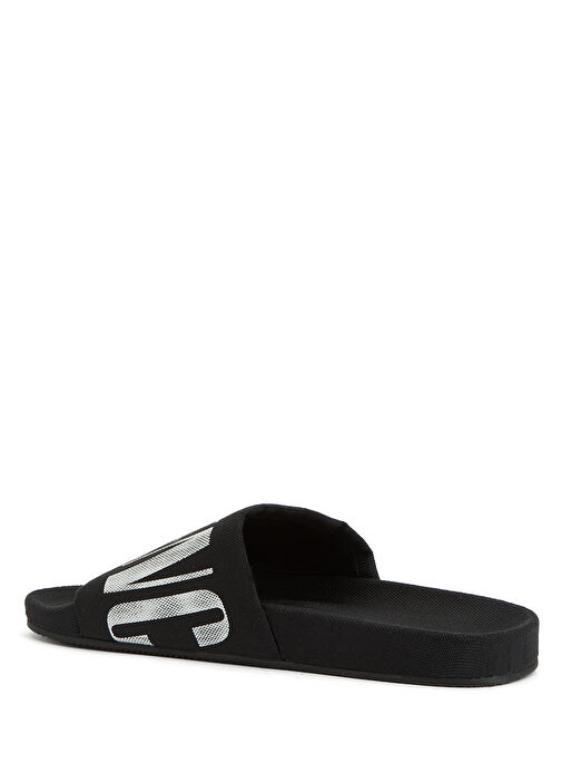 Siyah Beyaz Logo Baskılı Erkek Terlik - Görsel 4