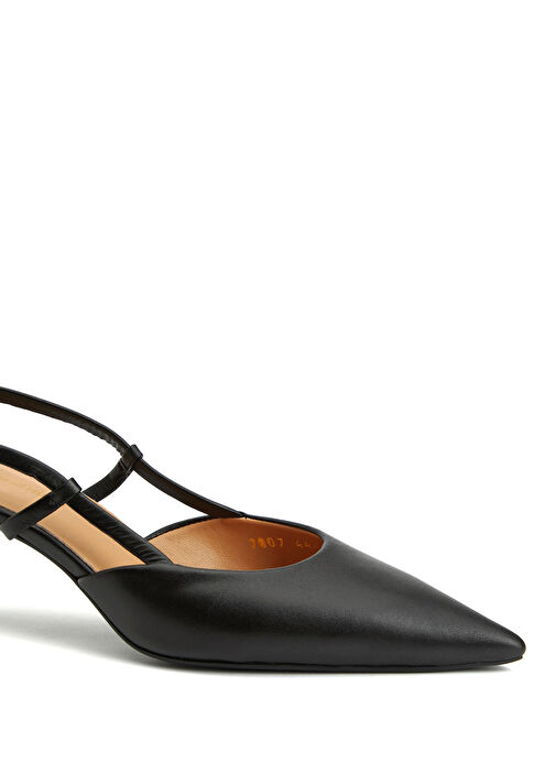 Siyah Deri Topuklu Ayakkabı - Görsel 7