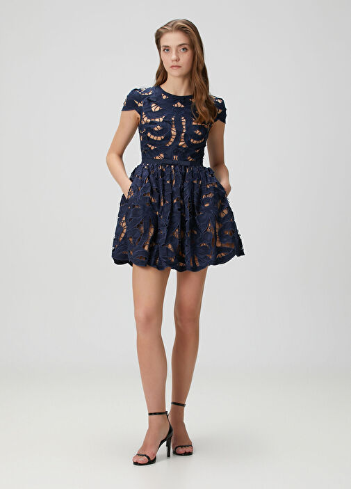 Self Portrait - Navy Blue Lace Mini Dress
