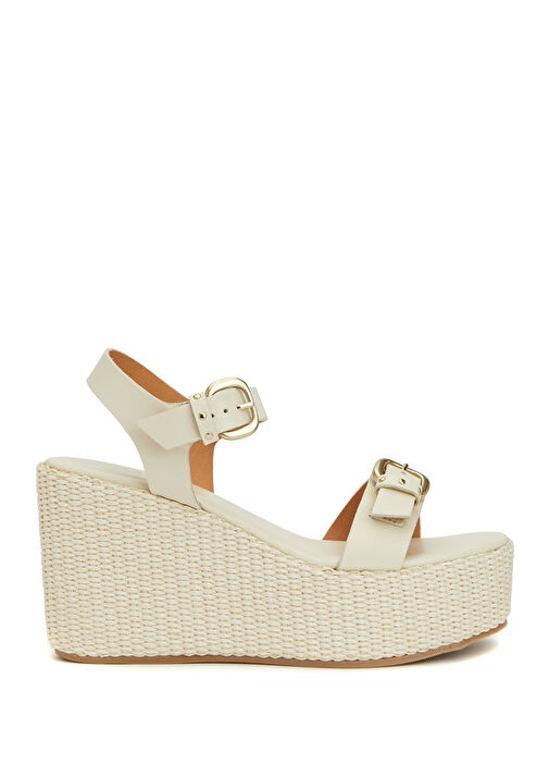 Kırık Beyaz Kadın Deri Sandalet - Görsel 2